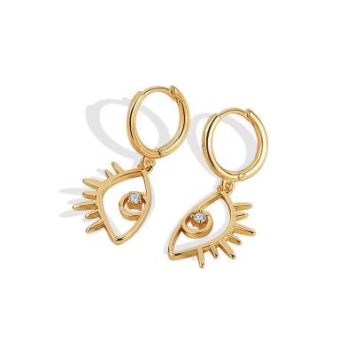 China High Quality Gold Plated Lead Nickel Free Geometric Eye Circle Stud Earrings For Women Girls Fashion Jewelry for sale