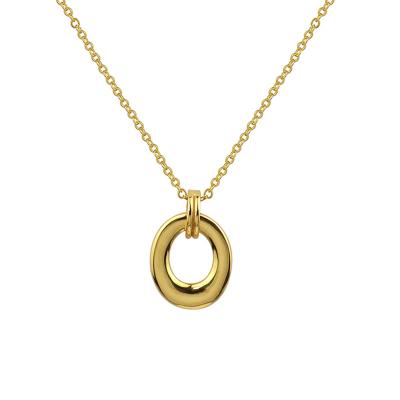 China FASHIONABLE Jewelry Hollow Necklace Wholesale Oval Pendant Gold Plated Chain Necklace For Women for sale