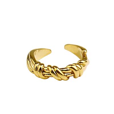 China New Arrivals Nickel Free Lead Free Gold Plated Rings Jewelry Twist Winding Geometric Adjutsable Rings For Women for sale