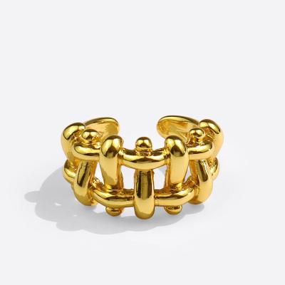 China New Lead Free Nickel Free Gold Plated Geometric Adjustable Rings Hollow Out Irregular Opening Rings Wholesale for sale