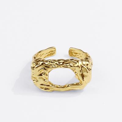 China Lead Free & Nickel Free Fashion Finger Ring Irregular Geometric Gold Foil Hollow Opening Ring For Women for sale