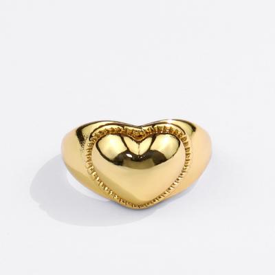 China Fashion Gold Nickel Free Lead Free Silver Plated Adjustable Rings Smooth Love Heart Opening Ring For Women Men for sale