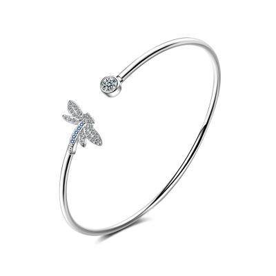 China Environmental Friendly Micro Pave Adjustable CZ Dragonfly Butterfly Love Heart Cuff Bracelet Bangle Jewelry for sale