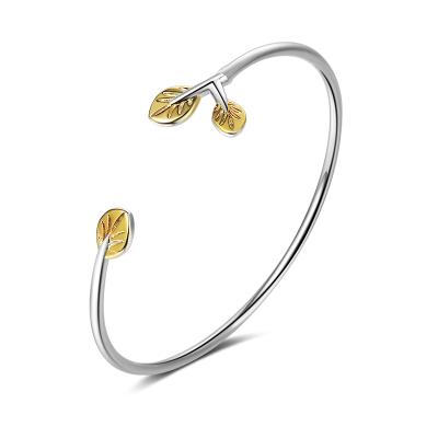 China New Fashion Environmentally Friendly Korean Leaf Adjustable Cuff Bangle Bracelet Birthday Day Jewelry For Women for sale