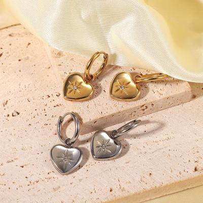 China Long Color Keeping Jewelry Stainless Steel Minimalist Earrings Love Heart Star Huggie Circle Earrings Women for sale