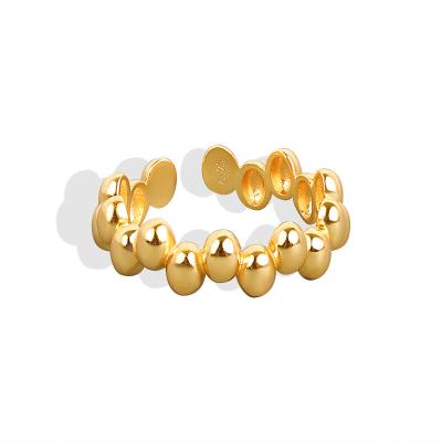 China Wholesale TRENDY 18K Gold Plated Ball Stacking Beads Silver Ring For Women 925 Sterling Silver Jewelry for sale