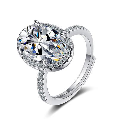 China Environmental Friendly Shiny Jewelry Oval Cubic Zircon Rings For Women Wedding Engagement Open Ring for sale