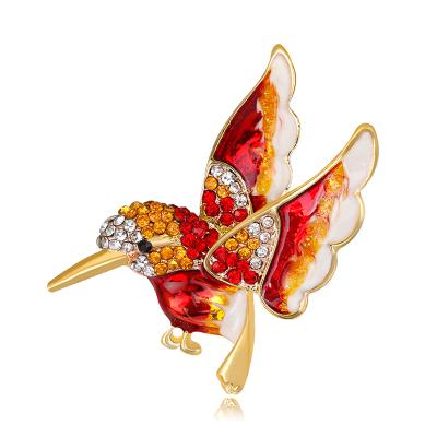 China Accessories 2021 New Fashion Luxury Drop Luster Enamel Animal Bird Brooch Pin For Women Men for sale