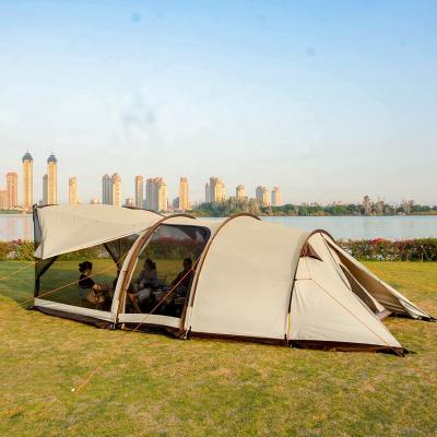 China Camouflage Game Tmwo Large Space Luxury Camping Tent / Tunnel Field Tent 8-10 People Outdoor Dinner for sale