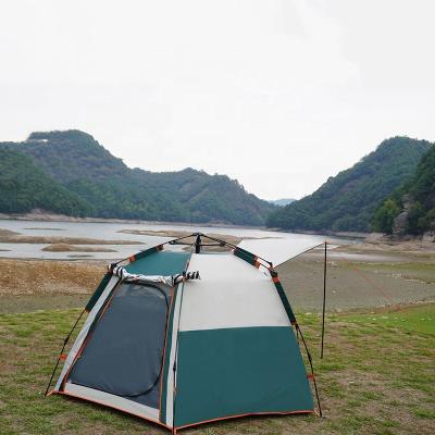 China Diamond Ground Nail Tmwo 3-4 Person Double Tent Large Space Rain Proof Camping Tent Hexagonal Hexagonal Double Door for sale