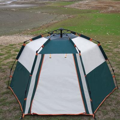 China Hexagonal Ground Nail Tmwo Rain Proof Hexagonal Outdoor Tent 3-4 People Hydraulic Quick Opening Fully Automatic Family Tent for sale