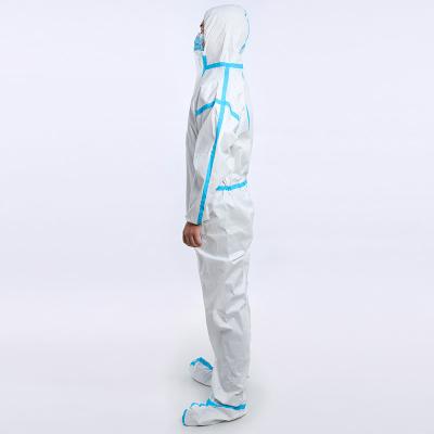 China Hazmat Disposable Protective Suit Protective Suit Safety PE Coveralls Non Woven Ppekit Coveralls for sale