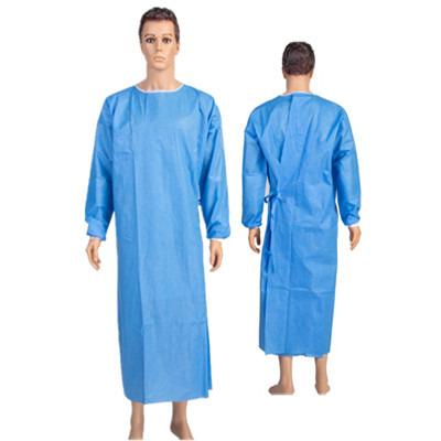 China Surgical Gown AAMI LEVEL 3 PE Isolation Gown FABRIC MATERIAL SSMMS SMMMS Cloth PP Nonwoven Isolation Gowns for sale