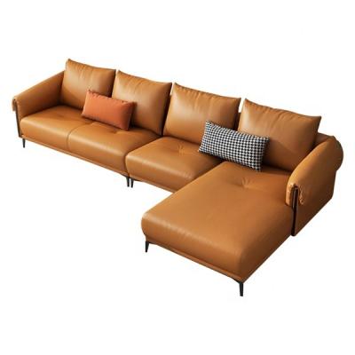 China Extended L Shape Leather Sofa Seat Simple Style 2021 New Factory Design Conner Sofa Designv Sofa Cum Bed Folding Living Room Furniture for sale