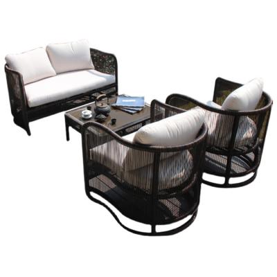 China Hot Selling Modern Wicker Chair Sofa Garden Courtyard Rattan Outdoor Couch Set Outdoor Furniture Sofa Set Furniture Sofa Set for sale