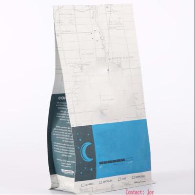 China BIODEGRADABLE wholesale china kraft paper flat bottom biodegradable white coffee bags with zipper and valve for sale