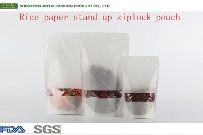 China BIODEGRADABLE Eco Friendly Food Packaging Bags Rice Paper Packaging With Clear Window And Zipper for sale