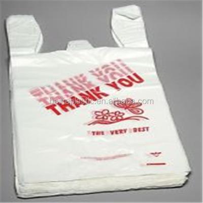 China HDPE / LDPE Moisture Proof Plastic Market Thank You T Shirt Bag for sale