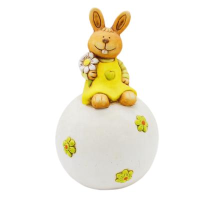 China Garden Decotation Best Selling Handmade Craft Supplies Ceramic Cute Rabbit Garden Ornament Easter Decoration for sale