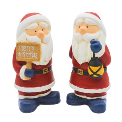 China Europe Garden Supplies Cute Santa Claus Christmas Decoration Handmade Ceramic Cartoon Craft Supplies Lovely Figurine for sale