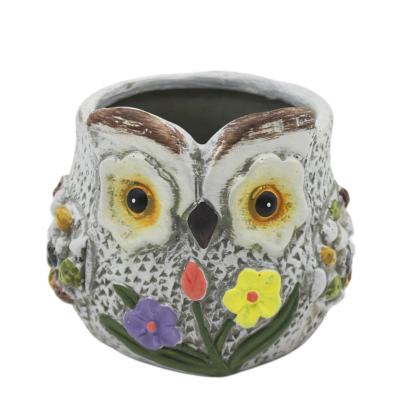 China Country Custom Wholesale Garden Home Deco Cute Animal Owl Ceramic Flower Plant Pots for sale