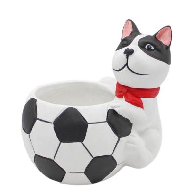 China Cute Cartoon Dogs Animal Shaped Football Flower Pots For Decoration Home Garden Planter Succulent Pot for sale