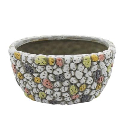 China Country Oval Wholesale Rock Country Garden Decoration Ceramic Flower Planter Plant Pots for sale