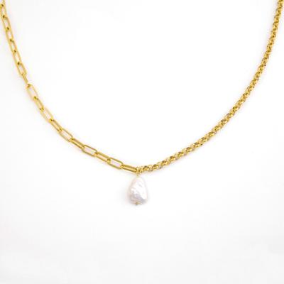 China Factory Price FASHIONABLE Pearl Necklaces Stainless Steel Long Gold Sweater Chain Necklace for sale