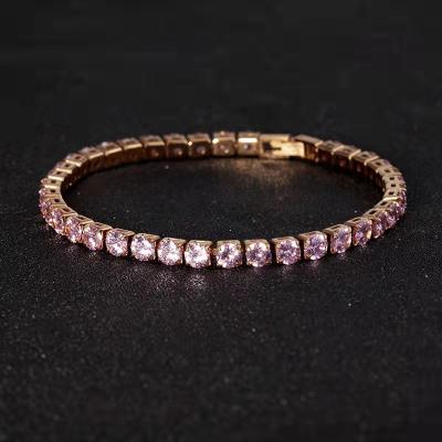 China Fashion Jewelry Bracelet CLASSIC CZ Cubic Zircon Stone Iced Out Stainless Steel Diamond Claw Chain for sale