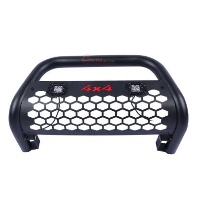 China Steel Pick Up Front Guard Black Metal 4x4 Front Bumpers With Light for sale