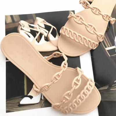 China Girl H Open Toe Female Flat Slippers Summer Sale Jelly Beach Slippers Flat Slipper Flat Warm Anti-Slippery IRS Chic For Women One-Piece Wear for sale