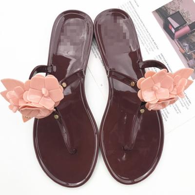 China 2022 Popular Anti-slippery New Style Jelly Ladies Beach Latest Lady's Lovely Slippers Women's Summer Flower PVC Shoes For Girl for sale