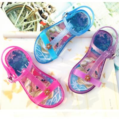 China Wholesale New Anti-slippery Children's Sandals Bow Teenage Girls Crystal Frozen Sandals Princess Jelly Shoes Plastic Jelly Shoes For Girl for sale