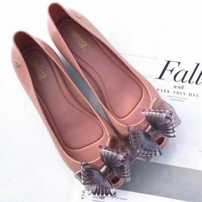 China High Quality New Style Women's Shoes Wholesale Fashion Anti-odor Big Bow Women's Casual Shoes Unique PVC Flat Sandals For Girl for sale