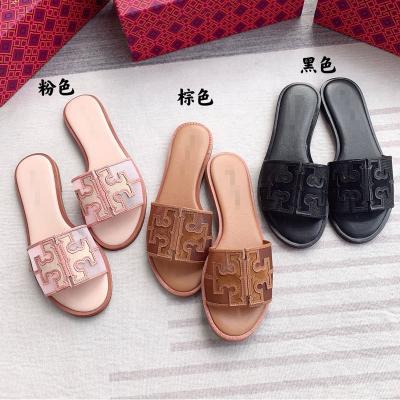 China New Summer Anti-slippery Beach Flat Leather Shoes Wholesale 2022 Popular Female Insist Flat One-Piece Open Toe Slippers Flat Slippers For Women for sale