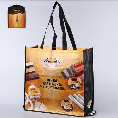 China New Handled Style PP Nonwoven Material Folding Laminated Nonwoven Grocery Bag For Supermarkets for sale