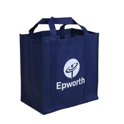 China Large Capacity Reusable Custom Non Woven Tote Reusable Shopping Grocery Bag Customer with 1 Color Silk Screen Logo Printed for sale