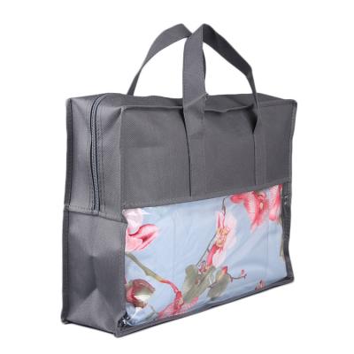 China Gray New Fresh Recyclable PVC Nonwoven Transparent Materials Made Storage Packaging Bag With Zipper Closed for sale