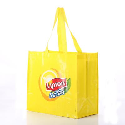 China Promotion Eco - Friendly Eco - Friendly Laminated Yellow PP Woven Shopping Bag for sale