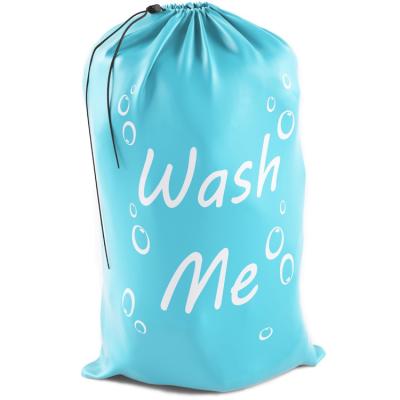 China Wholesale Custom Drawsting Extra Large Natural Nylon Polyester Laundry Bag With Rope For Hotel for sale