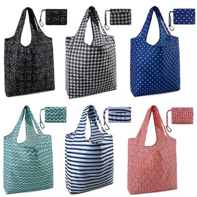 China Eco - Friendly Large Reusable Grocery Totes Ripstop Fashion Folding Shopping Bags With Pouch for sale