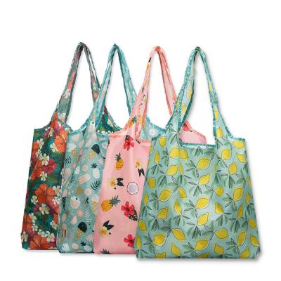 China Foldable Shopping Handled Tote Eco-Friendly Folding Bag Cute Designs Reusable For Supermarkets for sale