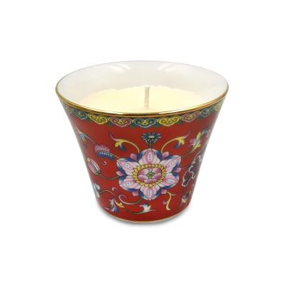 China Luxury Soy Scented Round Wax Porcelain Aromatherapy Cup Ceramic Color Jar Tea Candle Mug for sale