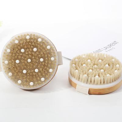 China New design sustainable wholesale modern custom logo massage brush round shape wooden+PP material for sale