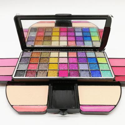 China Sombras Para Ojos de Sombras Beauty Cosmetics Makeup Private Label Private Label Eyeshadow Palette Case with Invisible Blusher Base Drawers for sale