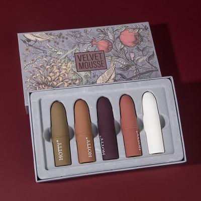 China Durable 5PCS VELVET FOAM LIPSTICK SET PRIVATE LABEL DURABLE WEARING for sale