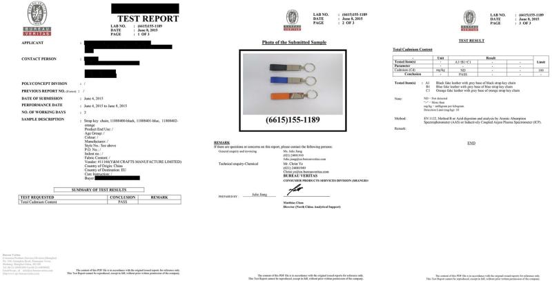 Low Cadmium test report - Y&M Crafts Manufacture Limited