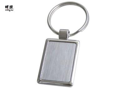 China Heavy Duty Blank Keychain For Engraved Logo , Square Silver Key Chain for sale