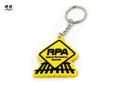 China 3D Design Soft PVC Keychain Custom Black RPA Logo With Yellow Body for sale