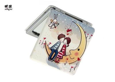 China Cute Leather Pocket Makeup Mirror Romantic Couple Style For Travel for sale